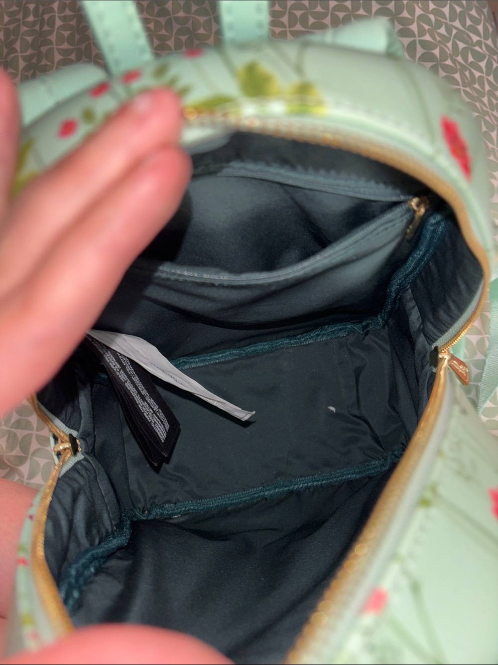 Disney Tinker Bell Floral Mini Backpack - READ DESC *BROKEN /BUSTED TOP ZIPPER* - Picture 12 of 16